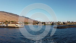 Maui, Hawaii, USA - July 2021 - Panoramic view of the Ma'alaea Harbor.