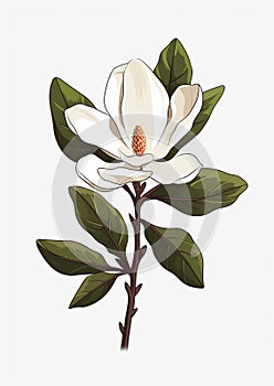 Maula Gloria Wild: Hand Drawn Illustrations Of White Magnolia Flower