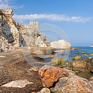 Maumere fortress and sea near Anamur, Turkey