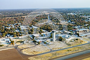 Maun airport from above in botswana in Africa