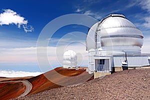 Mauna Kea Observatories on top of Mauna Kea mountain peak, Hawaii, USA