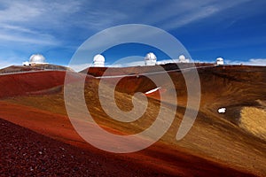 Mauna Kea Observatories on top of Mauna Kea mountain peak, Hawaii, USA