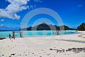 Maupiti beach, Tahiti island, French polynesia, close to Bora-Bora photo