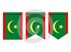 Mauritania flag or pennant isolated on white background. Pennant flag icon