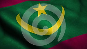 Mauritania flag waving in the wind. National flag of Mauritania. Sign of Mauritania. 3d rendering