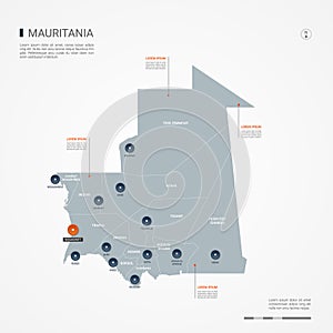 Mauritania infographic map vector illustration.