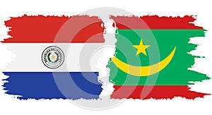 Mauritania and Paraguay grunge flags connection vector