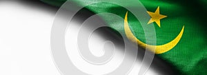 Mauritania waving flag on white background - right top corner