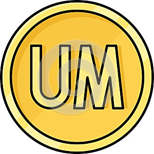 Mauritanian ouguiya coin icon, currency of Mauritania