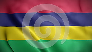 Mauritius flag background realistic waving in the wind 4K video, for Independence Day or Anthem (Perfect Loop)