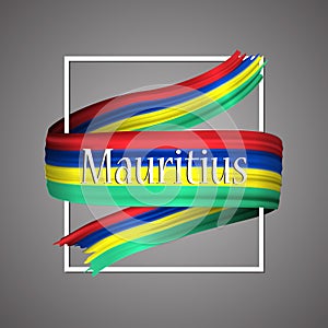 Mauritius flag. Official national colors. Mauritiusie 3d realistic stripe ribbon. Vector icon sign background.