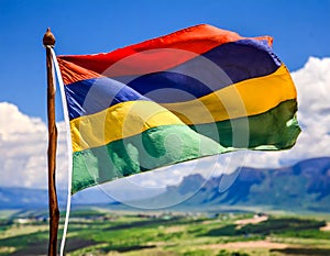 Mauritius Flag Waving on the wind