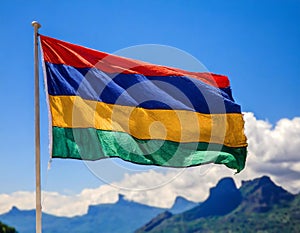 Mauritius Flag Waving on the wind