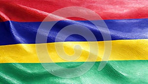 Mauritius Flag Waving on the wind