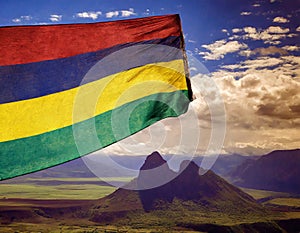 Mauritius Flag Waving on the wind