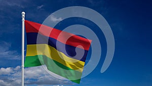 Mauritius flag, waving in the wind - 3d rendering illustration