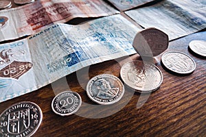 Mauritius money Mauritius Rupee MUR notes and coins close up