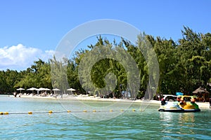 Mauritius, picturesque Ile aux cerfs in Mahebourg area