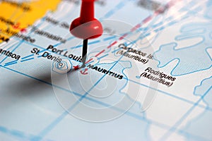 Mauritius Political Map with capital Port Louis, the islands Rodrigues and Agalega and with the archipelago Saint Brandon