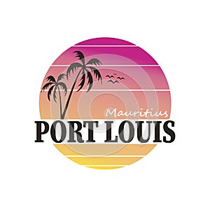 Mauritius Port Louis Emblema. Vector Design National. Illustration Country Symbol. Insignia Banner Logo.