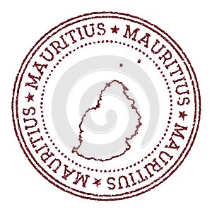 Mauritius round rubber stamp with island map.