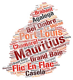 Mauritius top travel destinations word cloud photo