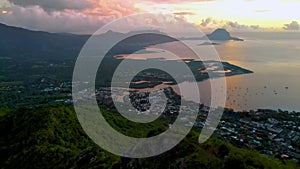 Mauritius, view from the mountain at sunset, Black River Gorges National Park Mauritius during sunset