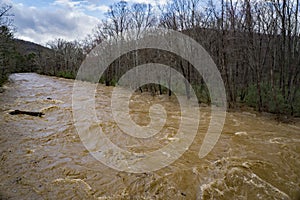 Maury River at Flood Stage Flooding Low Lying Areas