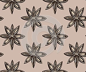 Vector background with hand drawn herbs and spices. Hand drawn ink illustration. Organic and fresh spices illustration