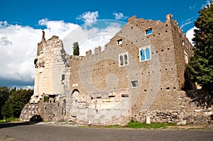 Mausoleo di Cecelia Metella Fachade in Via Appia antica at Rome