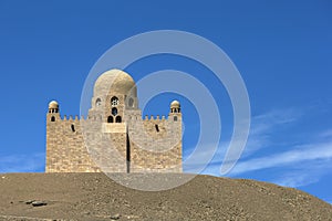 The Mausoleum of Aga Khan which stands high on the west bank of the River Nile in the Aswan region of Egypt.