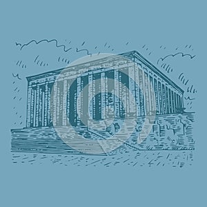 Mausoleum of Ataturk. Ankara, Turkey. Vector outline illustration