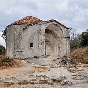 Mausoleum in Chufut-Kale, tatar fortress in Crimea, Ukraine photo
