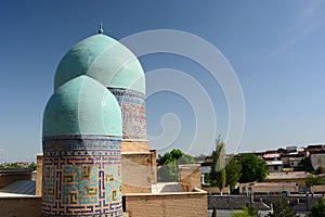 Mausoleum domes in Shah-i-Zinda. Samarkand. Uzbekistan