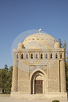 Mausoleum of Ismail Samanidon with blue skies Bukhara, Uzbekistan