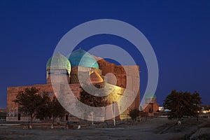 Mausoleum of Khoja Ahmed Yasawi at the twilight in Turkestan, Kazakhstan