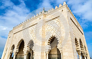 Mausoleum of Mohammed V, a historical building in rRabat, Morocco. It contains the tombs of the Moroccan king and his