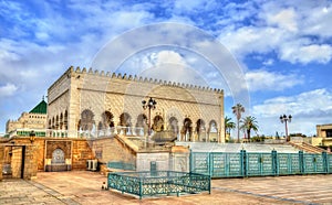 Mausoleum of Mohammed V, a historical building in rRabat, Morocco. It contains the tombs of the Moroccan king and his