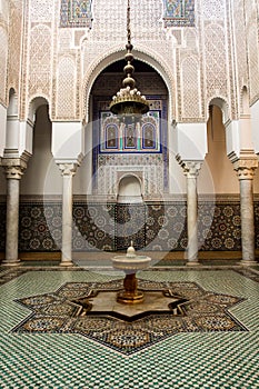 Mausoleum of Moulay Ismail interior in Meknes in Morocco.