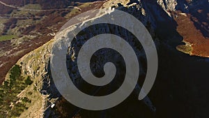 Mausoleum of Njegos on the Mount Lovcen in Montenegro. Aerial su