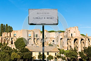 Mausoleum of romulus in rome, belvedere romolo e remo sign