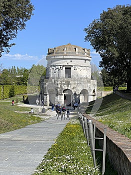 Mausoleum of Theodoric Ravenna in sunny day, Italy
