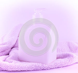 mauve soap and towel