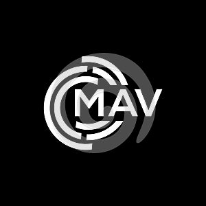 MAV letter logo design. MAV monogram initials letter logo concept. MAV letter design in black background