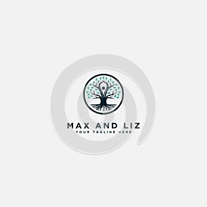 Max and liz abstract vibrant tree logo