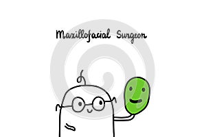 Maxillofacial surgeon hand drawn vector illustration. Cartoon doctor minimalism photo