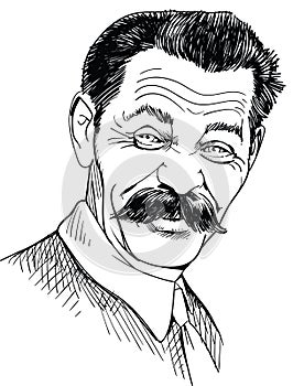 Maxim Gorki portrait in cartoon style. Vector