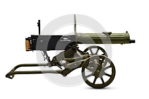 Maxim machine gun isolated on white background. Weapons of the First World War