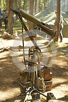 Maxim machine gun on a special stand for firing at aircraft