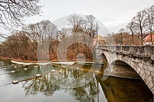 Maximilian Bridge over Isar River in Munich